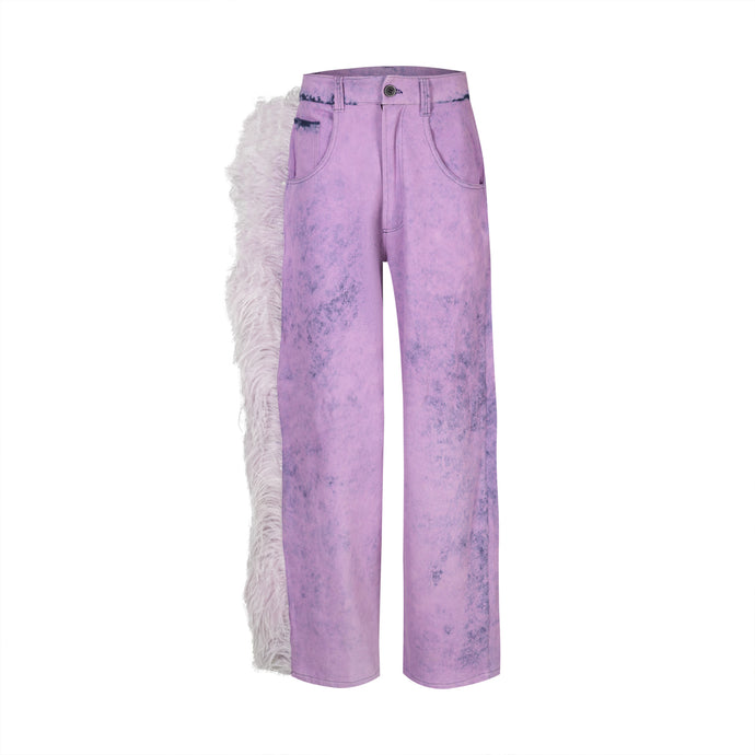 Purple Denim Jeans W/ Feathers