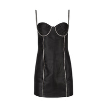 Load image into Gallery viewer, Black Mini Dress W/ Rhinestones