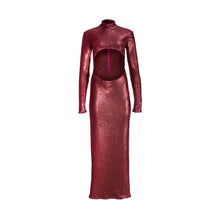 Load image into Gallery viewer, Burgundy Sequins Midi Dress