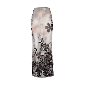 Floral Organza Midi Skirt