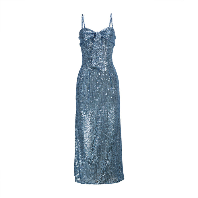 Blue Sequins Midi Dress