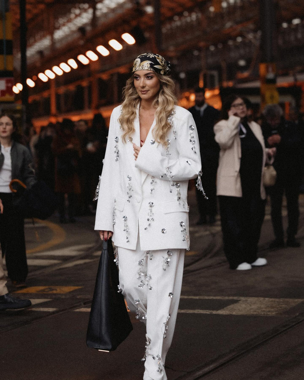 White Pants W/ Flower Appliqués