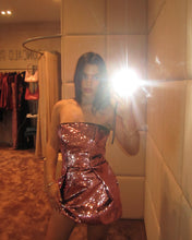 Load image into Gallery viewer, Pink Sequins Strapless Mini Dress