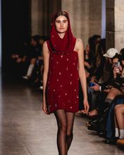 Load image into Gallery viewer, Red Hooded Mini Dress W/ Appliqués