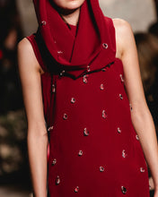 Load image into Gallery viewer, Red Hooded Mini Dress W/ Appliqués