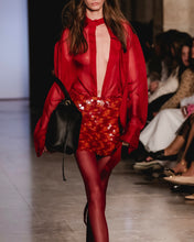 Load image into Gallery viewer, Red Semi-Sheer Blouse