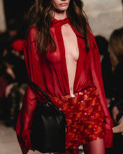 Load image into Gallery viewer, Red Semi-Sheer Blouse