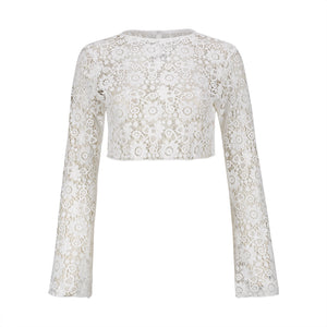 White Floral Tricot Top