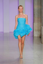 Load image into Gallery viewer, Blue Jacquard Dress W/ Ruffles