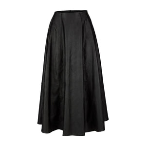 Black Leather Effect Midi Skirt