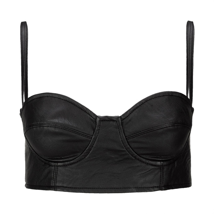 Black Leather Effect Bralette