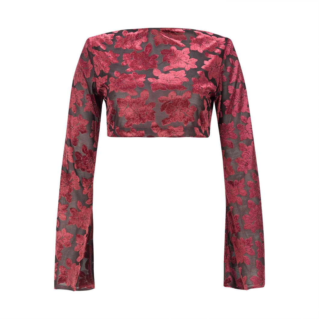 Burgundy Floral Pattern Top