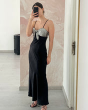 Load image into Gallery viewer, Black And Silver Midi Dress