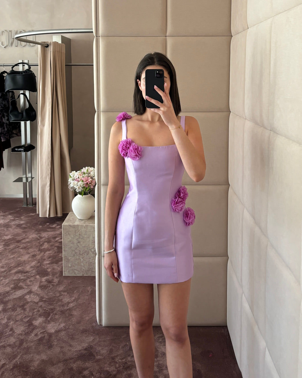 Lilac Flowers Mini Dress