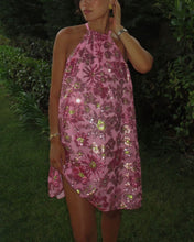 Load image into Gallery viewer, Pink Sequins High-Neck Mini Dress