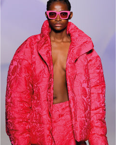 Pink Jacquard Puffer Jacket