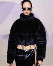 Load image into Gallery viewer, Blue Velvet Puffer Jacket