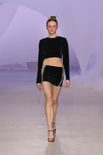 Load image into Gallery viewer, Black Velvet Mini Skirt