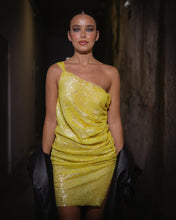 Load image into Gallery viewer, Yellow Sequins Dress