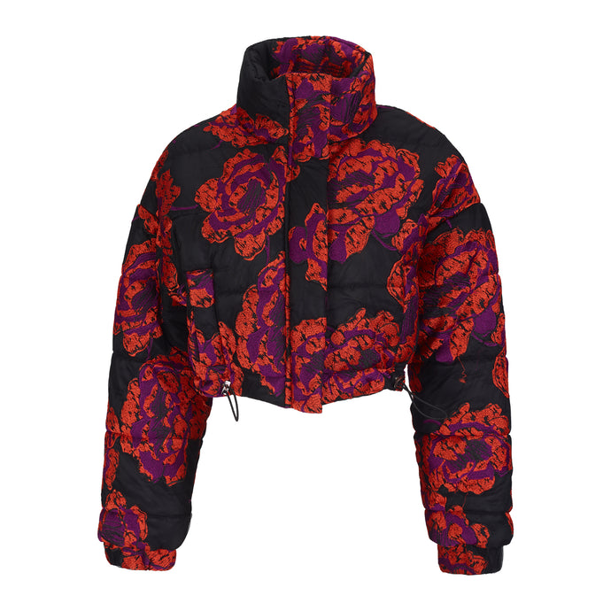 Floral Cropped Puffer Jacket