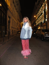 Load image into Gallery viewer, Pink Sequins Skirt W/ Feathers