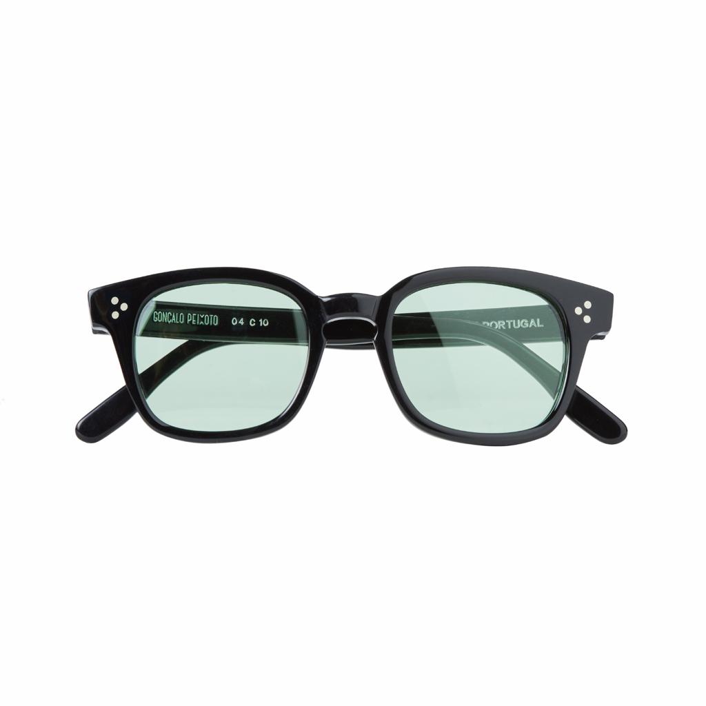 Black Sunglasses W/ Green Lenses